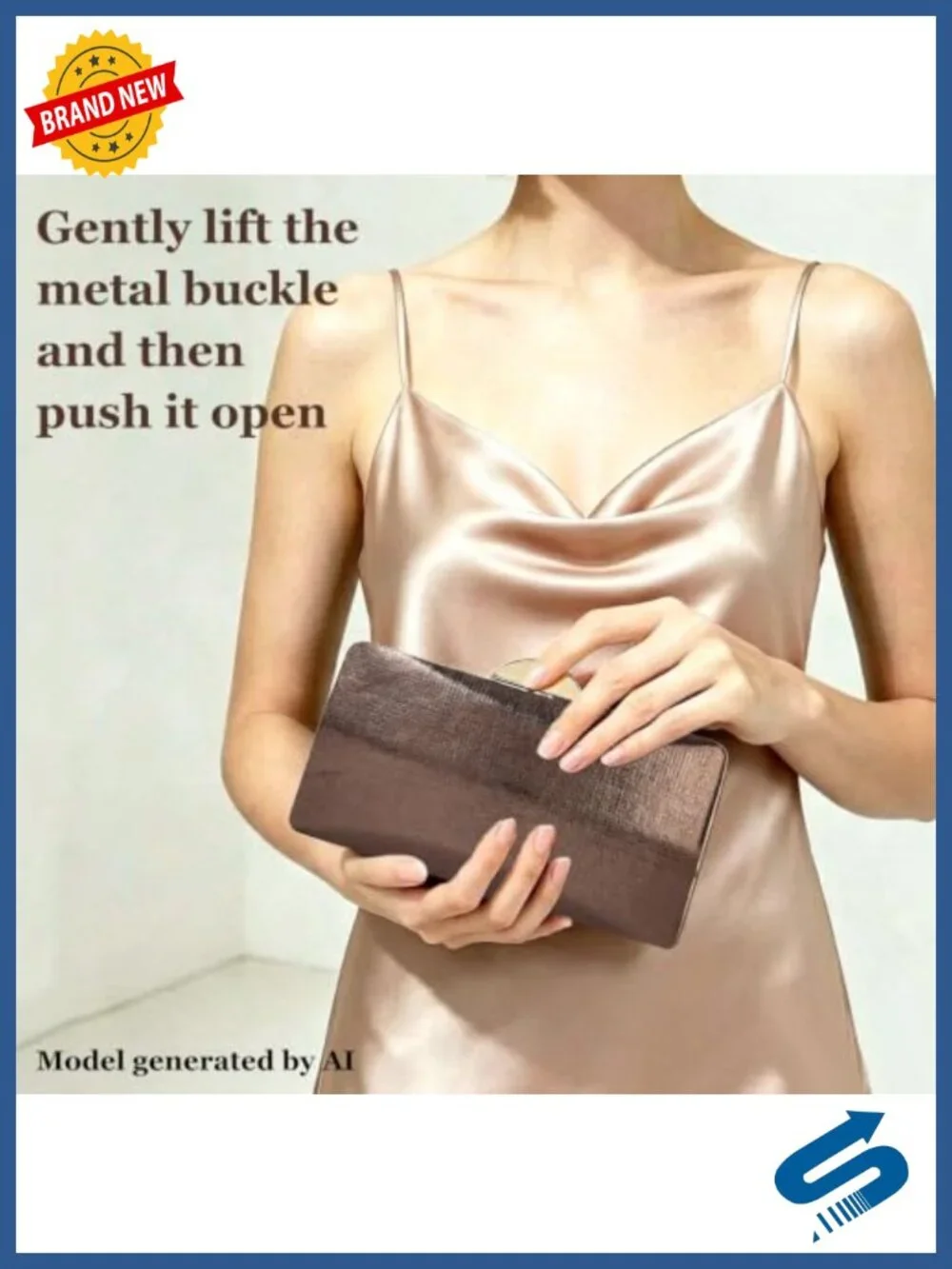 Sparkly Hard-Shell Clutch Crossbody Bag with Chain for Wedding Cocktail